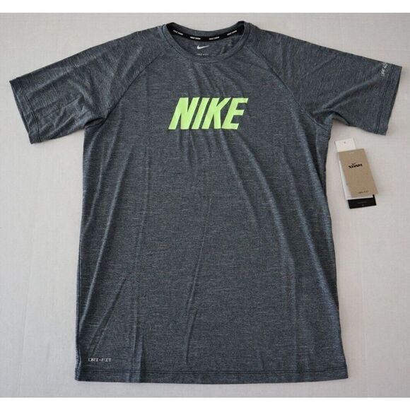 Nike Swim NESSC677 Men's Sz S Gray Heather Dri-FIT Hydroguard UPF 40+ S/S Shirt - Picture 1 of 8